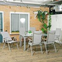 OUTSUNNY 7 Piece Garden Dining Set, Outdoor Table & 6 Chair, Aluminium in Grey