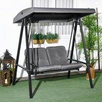 OUTSUNNY 2 Seater Garden Outdoor Swing Chair Hammock w/ Adjustable Canopy in Dark Grey