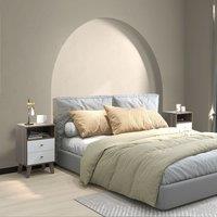 HOMCOM Bedside Tables Set of 2, Modern Nightstand with 2 Drawers & Open Cubby in Grey