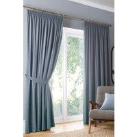 Fusion 'Dijon' Thermal & Blackout Fully Lined Pencil Pleat Curtains in Light Blue | Size: 229 cm width x 229 cm drop