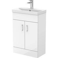 Balterley Gloss White Compact Bathroom 2 Door Vanity Basin Unit - 550mm
