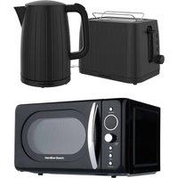 Hamilton Beach Stealth Kettle, Toaster & 20L Retro Microwave Set - Black