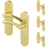 AFIT Satin Brass Twist Door Handles Backplate Internal Lever 4 Pairs in Gold | Size: 150mm x 150mm
