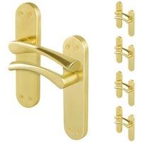 AFIT Satin Brass Twist Door Handles Backplate Internal Lever 5 Pairs in Gold | Size: 150mm x 150mm