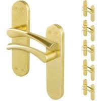 AFIT Satin Brass Twist Door Handles Backplate Internal Lever 6 Pairs in Gold | Size: 150mm x 150mm