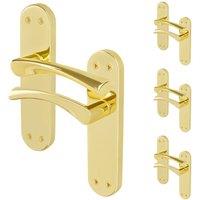 AFIT Polished Brass Twist Door Handles Backplate Internal Lever 4 Pairs in Gold | Size: 150mm x 150mm