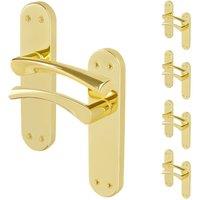 AFIT Polished Brass Twist Door Handles Backplate Internal Lever 5 Pairs in Gold | Size: 150mm x 150mm