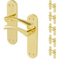 AFIT Polished Brass Twist Door Handles Backplate Internal Lever 6 Pairs in Gold | Size: 150mm x 150mm