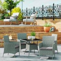 OUTSUNNY Rattan Outdoor Dining Table & Chairs for 4, Light Grey