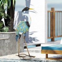 OUTSUNNY Heron Garden Statue, Metal Garden Gift with Stakes, Multi-Colour