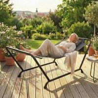 OUTSUNNY Outdoor Hammock with Stand with Side Pocket, Headrest, Dark Grey