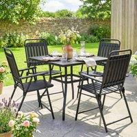 OUTSUNNY Folding Garden Chairs Set of 4 with Plastic Seat & Back, Black