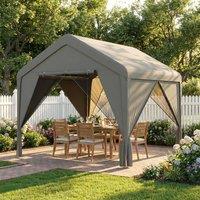 OUTSUNNY 3 x 3 m Outdoor Patio Gazebo with Netting & Curtains, Dark Grey