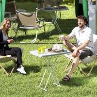 OUTSUNNY Folding Coffee Table, Height Adjustable Picnic Table, White