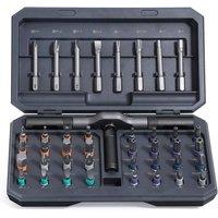 Kelvenix Magnetic Screwdriver Set DIY Ratchet Screwdriver Multi Bit Drive Set in Black