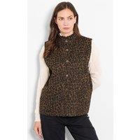 Sarta Women's Montana Brown Leopard Print Denim Gilet | Size: Medium