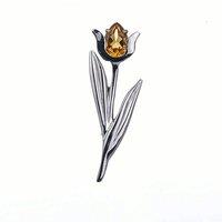 Ojewellery Women's Citrine Brooch Tulip in Yellow