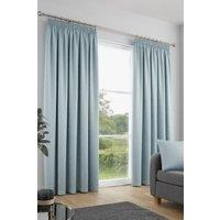 Fusion 'Galaxy' Pair of Light Reducing Thermal Effect Pencil Pleat Curtains in Duck Egg Blue | Size: 229 cm width x 229 cm drop
