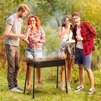 OUTSUNNY Portable Charcoal Barbecue Grill with Seasoning Baskets & Hooks in Black