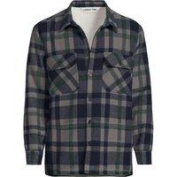Lands' End Men's Borg Lined Checked Shacket in Blue | Size: 2XL