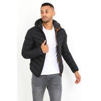 Brave Soul Men's Hooded Padded Jacket in Black | Size: Small