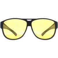 montana Men's Aviator Matte Black Yellow Polarized FO6 Fit Over Glasses Night Driving Sunglasses