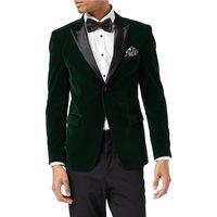 XPOSED Men's Gary Soft Velvet Tuxedo Jacket - Dinner Collection in Green | Size: 46