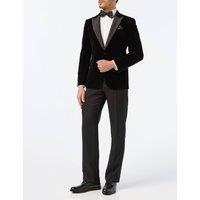 XPOSED Men's Gary Soft Velvet Tuxedo Jacket - Dinner Collection in Black | Size: 46