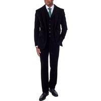 XPOSED Men's Corduroy Tailored Fit Suit - Versatile 3 Piece Ensemble in Black | Size: 40R