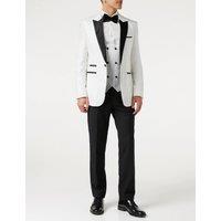XPOSED Men's Elegant Floral Jacquard Tuxedo Jacket with Waistcoat in White | Size: 54R