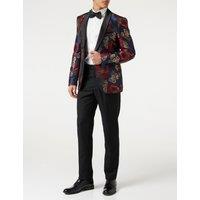 XPOSED Men's Flocked Floral Tuxedo Jacket in Navy | Size: 46