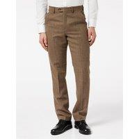 XPOSED Men's Stylish Herringbone Tweed Trousers in Brown | Size: 40