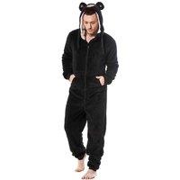 Keanu Men's Gorilla Head Fleece Jumpsuit in Black | Size: Large/XL