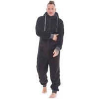 Keanu Men's Hooded Fleece Contrast Trim Jumpsuit in Black | Size: S/M