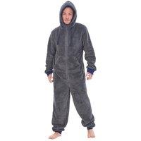 Keanu Men's Hooded Fleece Contrast Trim Jumpsuit in Grey | Size: Large/XL