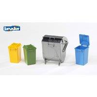 Bruder 1:16 Accessories: Garbage Can Set (3 Small, 1 Large) | Size: 1 Pack