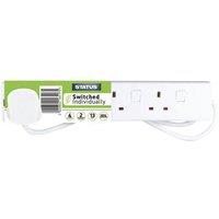 Status Individually Switched Extension Lead 240V 4-Gang 13A White 2M