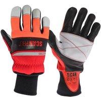 Scan Class 1 Chainsaw Leather Gloves - L (Size 9) in Red