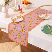 Furn Oranges Indoor/Outdoor Large Table Runner in Pink