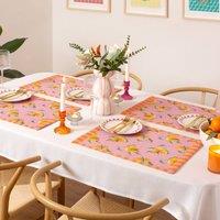 Furn Oranges Set of 4 Indoor/Outdoor Placemats in Pink