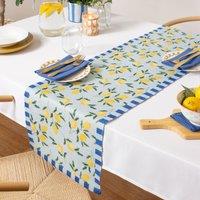 Furn Lemons Indoor/Outdoor Large Table Runner in Blue
