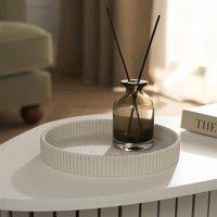 OHS Ribbed Resin Tray Decorative Table Organiser Countertop Storage in Natural