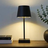 OHS Bedside Cordless Table Lamp LED Battery Operated Night Light in Black