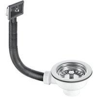 McAlpine 1.1/2" Basket Strainer Waste + Rect O/Flow Grid in Silver