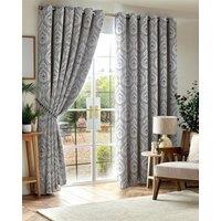 Luxury Living Victoria Room Darkening Ring Top Curtains in Silver | Size: 168 cm width x 183 cm drop