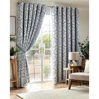 Luxury Living Victoria Room Darkening Ring Top Curtains in Mid Blue | Size: 168 cm width x 183 cm drop