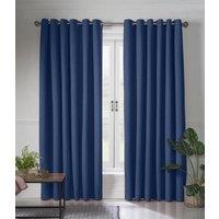 Luxury Living Linen Look Ring Top Blackout Curtains in Blue | Size: 161 cm width x 183 cm drop