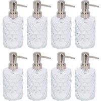 Harbour Housewares 500ml Glass Soap Dispensers - 8x Prism Refillable Hand Wash Bottle with Pump in Clear