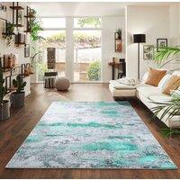 Desire Rugs Onyx Modern Abstract Area Rug - Stylish Sprayed Design for Elegant Interiors in Aqua | Size: 120 cm x 170 cm