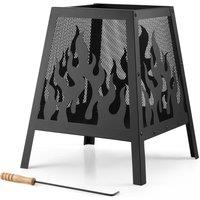 VonHaus Flame Design Square Fire Pit in Black